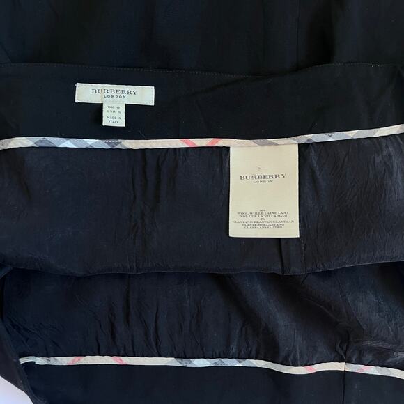 BURBERRY WOOL BLEND LINED PENCIL SKIRT MADE IN ITALY BLACK SIZE 10 LIGHTWEIGHT - Picture 2 of 15